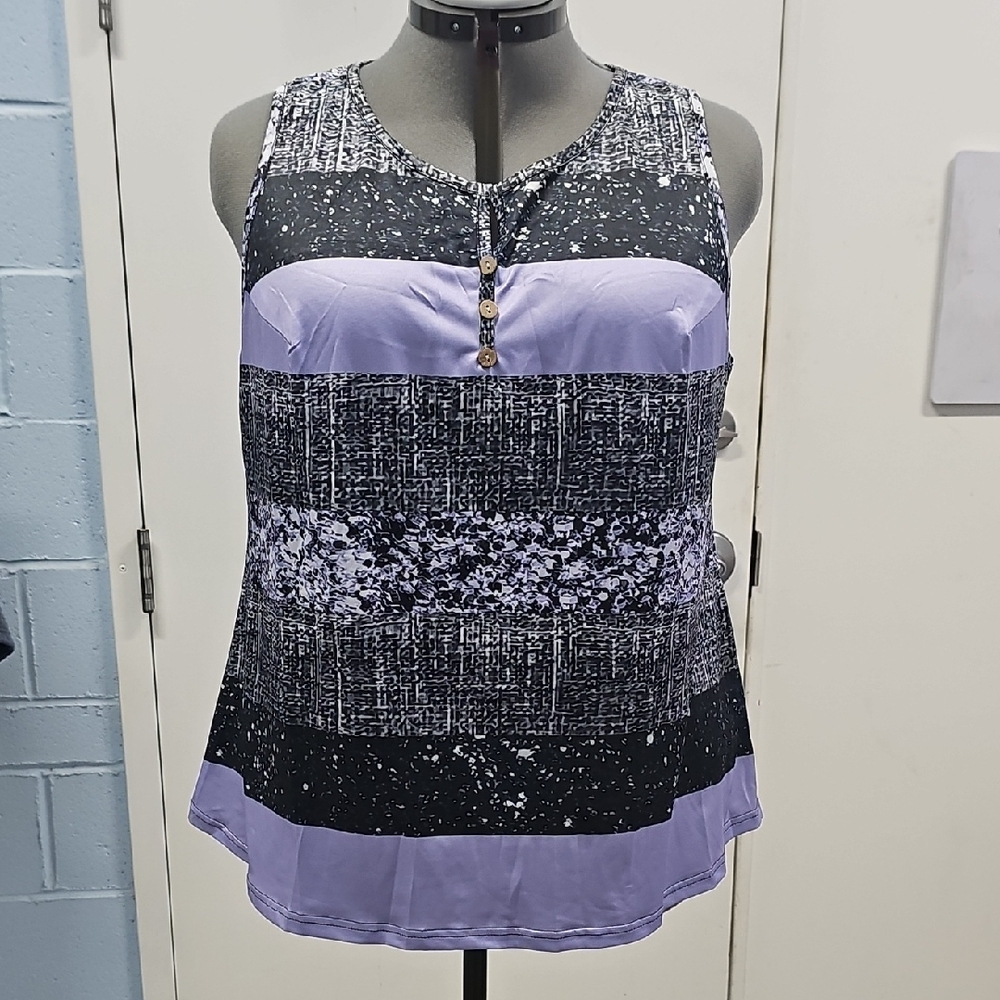 Stylish Women's Sleeveless Top - Black and Purple